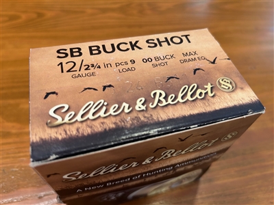 12 gauge S&B 2 3/4" shotgun #00 Buck #9 pellet 25 rounds